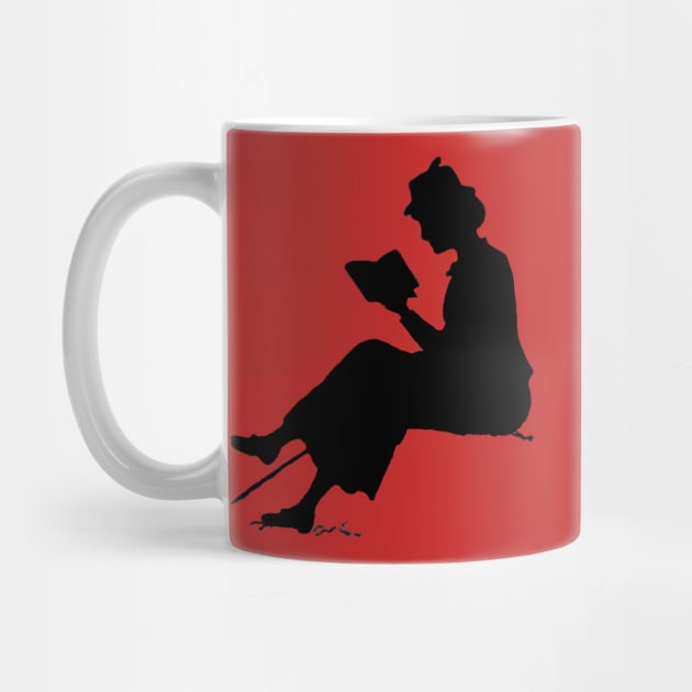 Reading outdoors: late Victorian - era silhouette of woman with book by gumbogirlonline